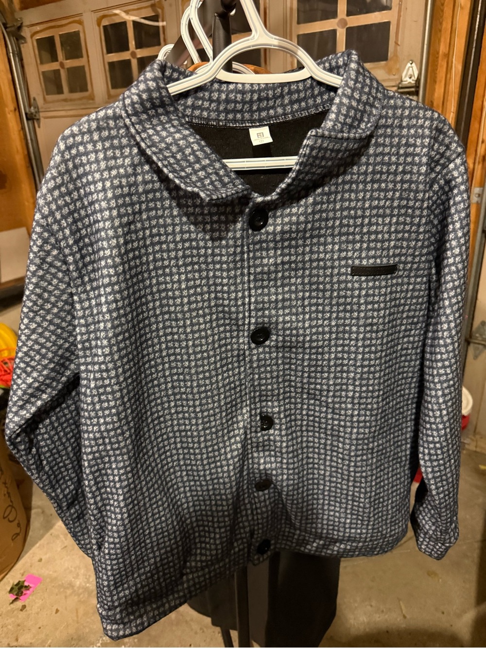 Women’s Blue Patterned Button-Up Jacket